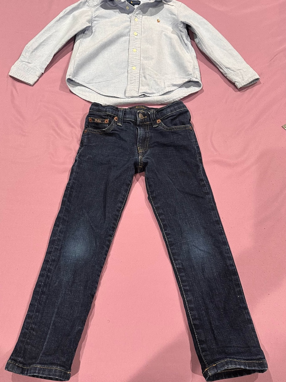 Ralph Lauren Light Blue Button-Down Shirt with Dark Blue Jeans Set